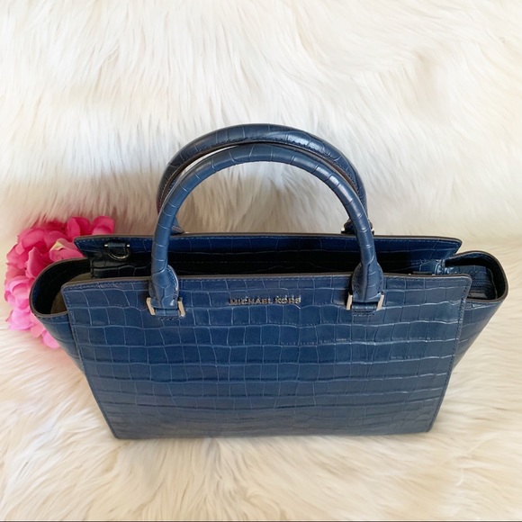 Michael Kors Selma Croc Embossed Leather Satchel - Picture 8 of 8